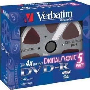 Verbatim DVD-R 4.7GB Digital Movie 4x, 5ks v JEWEL krabičkách