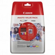 Originální Canon 551XL originální sada C/M/Y/BK inkoustová náplň (CLI-551XLCMYK Photo Value Pack) + 50ks fotopapíru