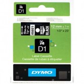 Originální páska do tiskárny štítků DYMO D1 45021 (S0720610) - 12mm x 7m , Bílý tisk / Černý podklad