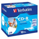 Verbatim CD-R 700MB 52x, Wide Printable, 10ks v JEWEL krabičkách [43325]